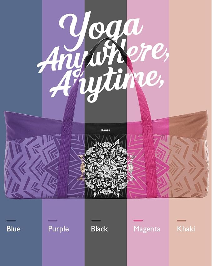 Gonex Yoga Mat Bag, Extra Canvas Gym Bag with Waterproof Pocket Metal Zipper, Fits Mat & Blocks, Stylish Yoga Mat Carrier for Women, Ideal for Yoga, Pilates, Workout, Travel
