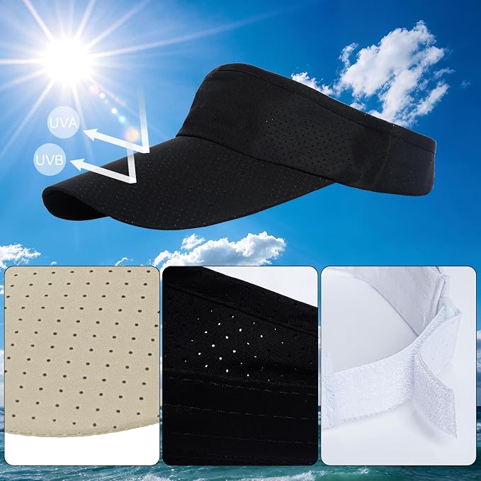 choyaxo 3pcs Sun Visor Hats UV Protection Beach Hats Golf Caps for Men Women Summer Beach Pool Sports Golf