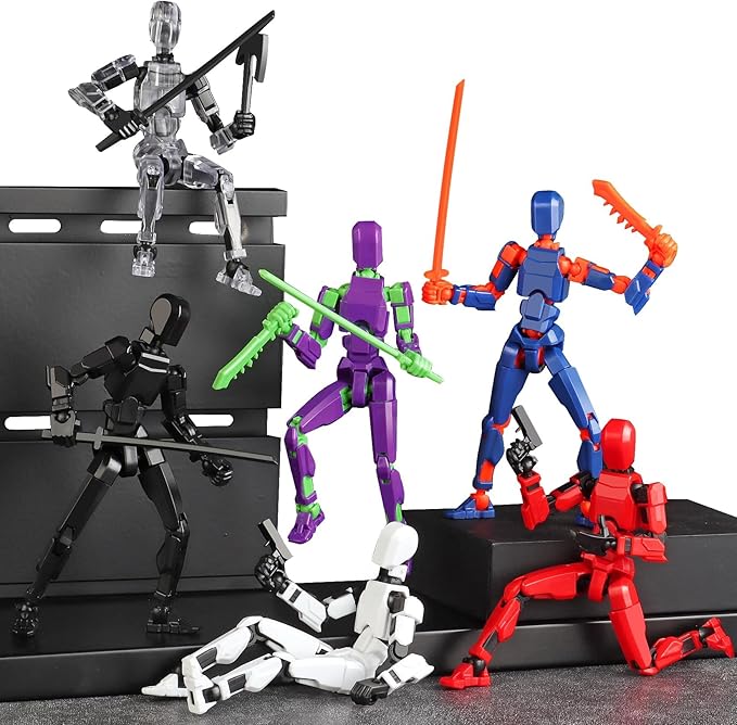 T13 Action Figure Set, 6PCS T 13 Robot Action Figure Titan 13 3D Printed Toys Articulated, for Modeling Enthusiasts Etc Birthday Gifts & Children's Day Gifts for Kids 5-8 Years Old（Assembly Required）
