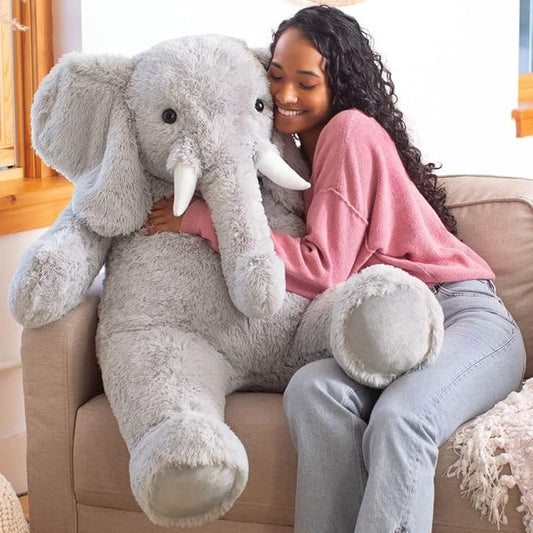 Vermont Teddy Bear Giant Elephant Stuffed Animal – 4 Foot Big Stuffed Elephant Plush from Giant Cuddle Collection Collectible Plushie for All Ages – Finished in The USA