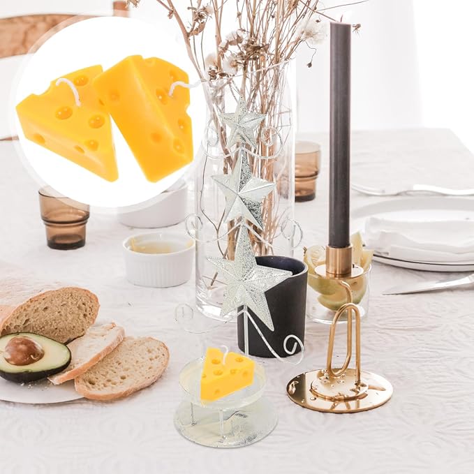 2pcs Cheese Shape Aromatherapy Candles with Fragrance Paraffin Wax Scented Decorative Candles for Party Home Relaxation Stress Relief Birthday and Festival Gift