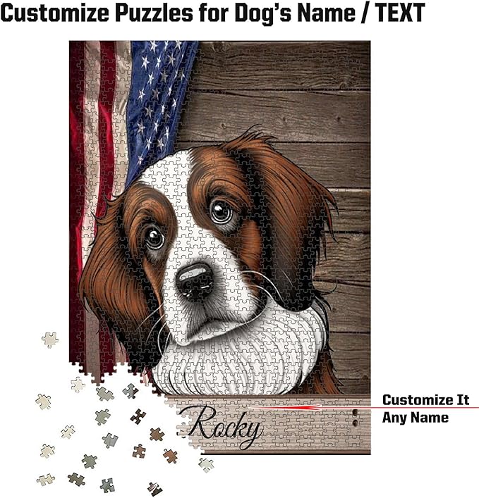 Custom Wooden Jigsaw Puzzles with Your Dog's Name on Kooikerhondje Art Print - 300 500 1000PCS Puzzles Game and Home Wall Decor