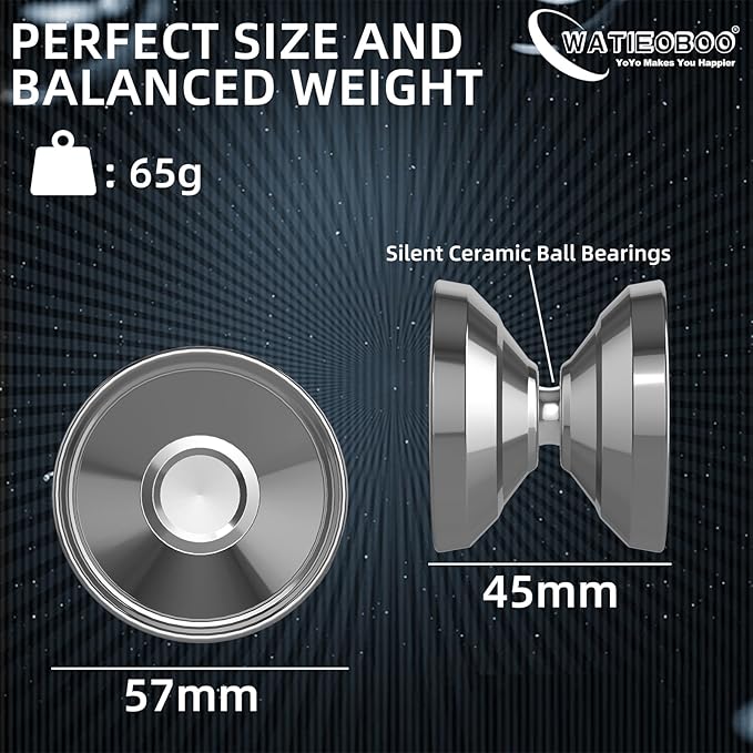 WATIEOBOOyoyo TC4 Aviation Titanium Alloy yoyo Professional Non-Reactive Yo-yo, Suitable for Children and Adults Trick yo yo, Party Performance Yo-yos and Competition Yo yos