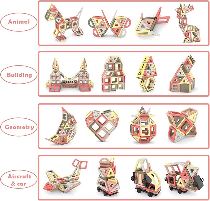 AOMIKS 173Pcs Magnetic Tiles 3D Mini Magnetic Blocks for Kids Educational Inspirational Learning & Creativity STEM Building Toys for Girls and Boys Ages 3 Years + Birthday Gift