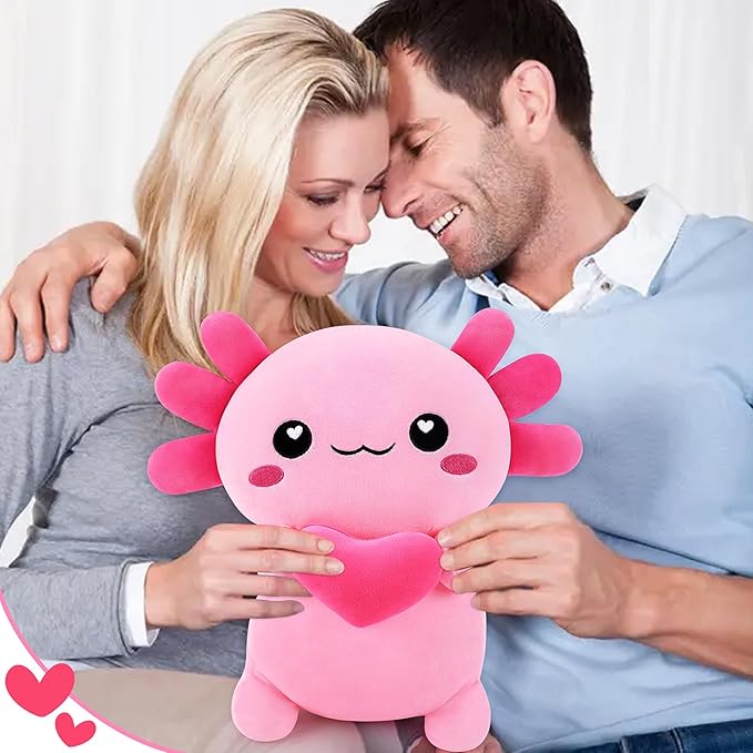 Achwishap Axolotl Plush,Axolotl Stuffed Animal Plush Toys,14” Salamander Plushie,Cute Plushies Soft Newt Plushy Kawaii Plushies Huggging Pillow,Cuddly Animal Body Pillow for Birthday(Pink)