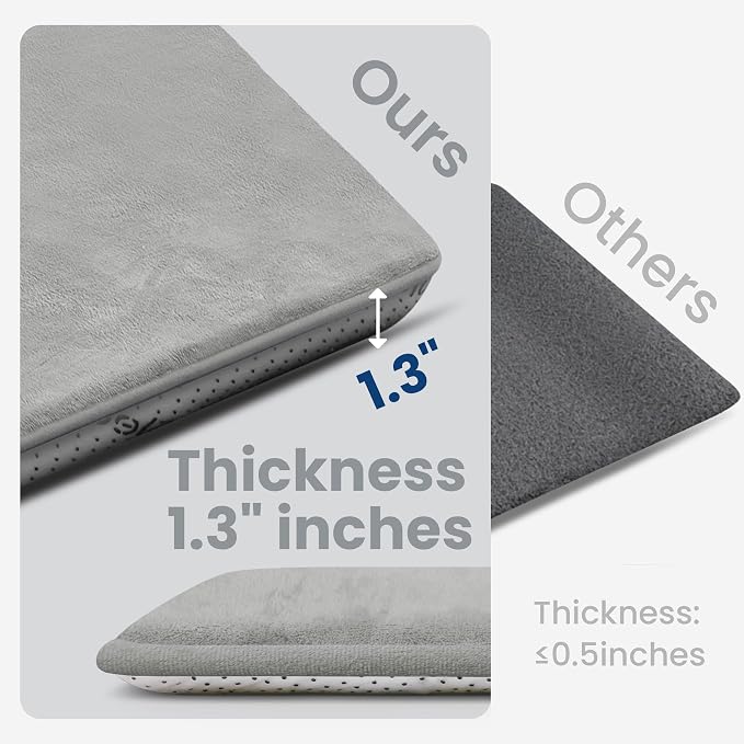 Huloo Sleep Baby Play Mat for Floor,1.3" Thick Elasti-Foam 50"×74" Playpen Mat for Tummy Time,Water Repellent Soft Coral Velvet for Toddler,Infant,Kids,Non-Slip Backing Safe for Crawling(Light Grey)