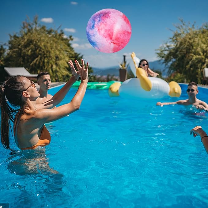 3 otters Inflatable Playground Ball, 5 PCS Marbleized Bouncy Balls 9 Inches Rubber Sensory Kickballs, for Kids Adults Indoor & Outdoor Games, Beach Party Gifts