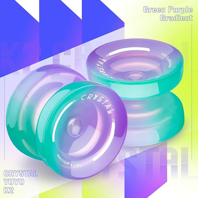 MAGICYOYO K2 Crystal Yoyo for Kids 8-12, Responsive Yoyo for Beginner, Plastic Yo Yo Professional Unresponsive Yo yo for Adults with Unresponsive Yo-yo Bearing, 12 Yoyo Strings, Case Bag, Removal Tool