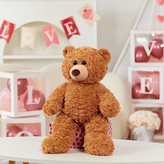 Tezituor Small Teddy Bear Stuffed Animals 18inch, Cute Teddy Bear Plush Toys for Kids Girl Boy, Valentines Bear Plushie Gift for Girlfriend Boyfriend Women Wife, Brown