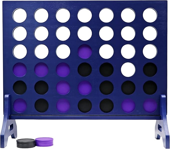 Tailgating Pros Premium Navy Giant Four in a Row with Carrying Case - Jumbo Oversized Outdoor Yard Game - Connect Multiple Pucks in a Row to Win - Many Puck Colors Available!