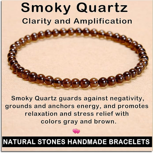 AD Beads Handmade Gemstone Stretch Elastic Bracelet Crystal Healing Reiki Nature's Beauty and Spiritual Essence Unisex