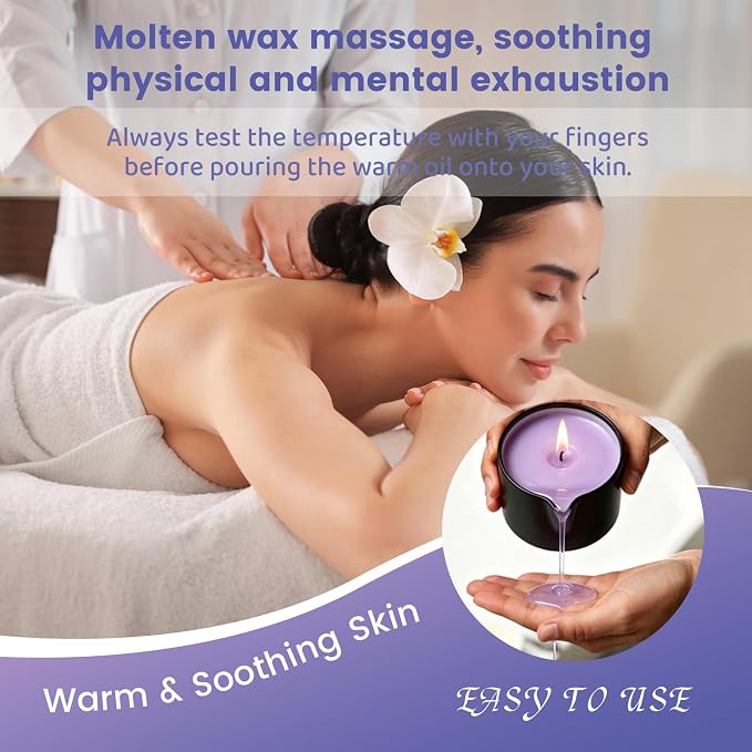 Warming Massage Oil Candle, Scented Body Oil Candle for Spa & Home Use, Romantic Gift, 2.02 oz (Lavender)