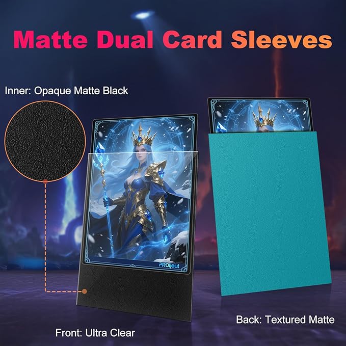 200 Pack Card Sleeves, Matte Dual Trading Card Sleeves with Opaque Back & Smooth Shuffle, Tear Resistant Card Protectors for MTG, TCG and Game Cards (Glacier Blue)