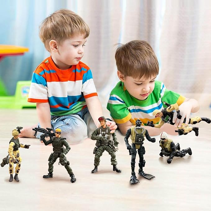 Army Men Toy Set for Boys 4-7,Army Men Action Figure Military Toy Playset US Army Men and SWAT Team with Weapons,Military Action Figures Easter Gift for Boys Age 4-7 6-8