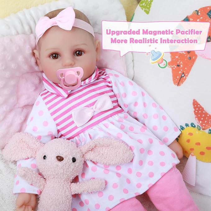 WOOROY Baby Doll, 18 inch Cute Realistic Baby Dolls Large Soft Body Baby Doll, Real Life Baby Dolls with Accessories for 3+ Year Old Girls Gifts, Pretend Play, Collection