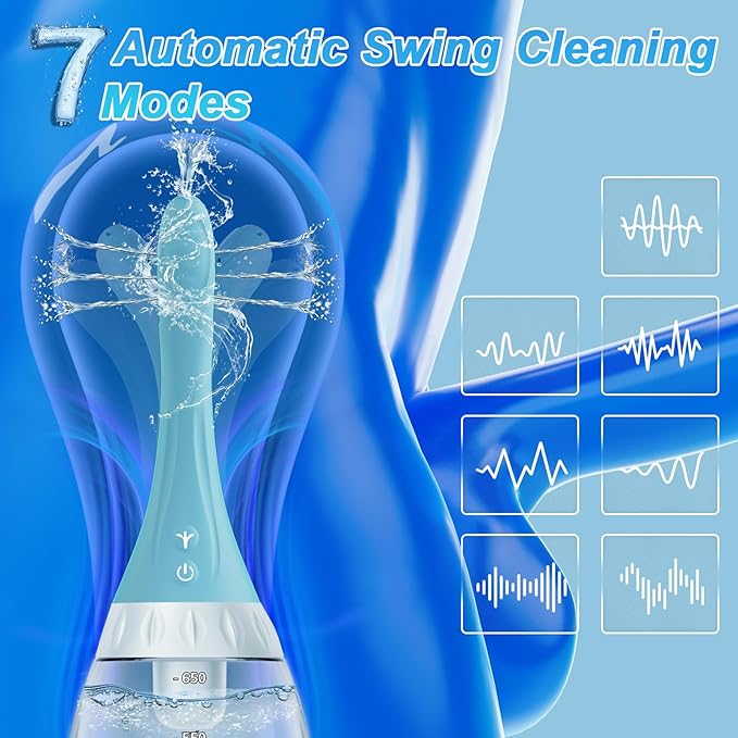 Anal Douche Swing Cleaning Enema Bulb, Anti Backflow Enemas for Men Women Colon Cleanse with Adjustable Nozzles, Remote Control Reusable Cleaner 7 Swing Modes and 7 Spray Holes, 21.98 oz with Lube