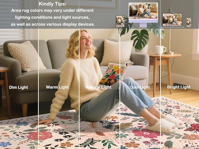 Washable Beige Red 2'6" x 10' Runners for Hallways, Non Slip Long Floor Runner for Kitchen, Entryway Indoor, Stain Resistant Rubber Backing Floral Décor Rug