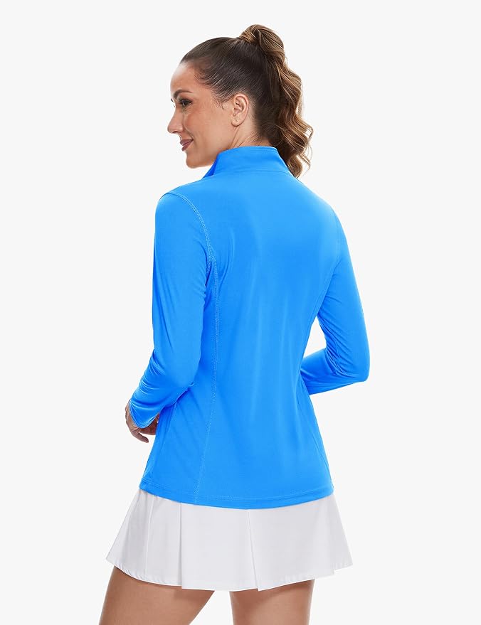 TACVASEN Women's Quarter Zip Pullover Golf Shirts UPF 50+ Long Sleeve Sun Shirts UV Protection Workout Tops
