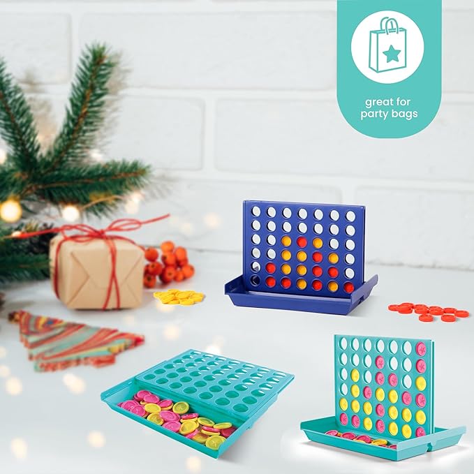 Pup Go Travel Sized Classic 4 in a Row Game for Kids Ages 3-8, Mini Match 4 Game, Portable Travel Games for Car Plane, Fun Strategy Toy, Kids Travel Essentials for Camping & Family Trips 11x8x9cm