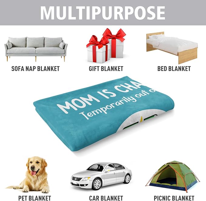 Craftique Mom Birthday Gifts, Funny Gifts for Mom- Mom's Charging Blanket | Mom Gifts for Women from Daughter Son Husband, Super Soft Blanket Throw for Napping Travel, 60”×50”