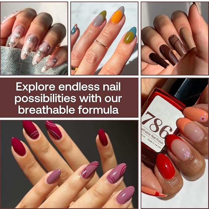 786 Cosmetics Breathable Nail Polish - Vegan Nail Polish, Cruelty-Free, Healthy, Halal Nail Polish, Fast-Drying Nail Polish (Malé)