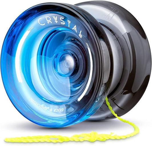 MAGICYOYO K2 Crystal Yoyo for Kids 8-12, Responsive Yoyo Professional for Beginners, Plastic Dual Function Yo Yo with 12 Yoyo Strings, Yo-yos Case Bag + Yoyos Accessory Kit (Black Blue)