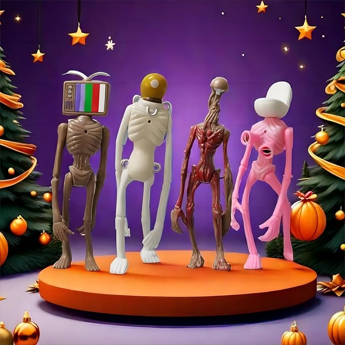 4 PCS Siren Head Toys Action Figure Model Doll Gift for Kids Halloween Thanksgiving Christmas Birthday Gifts
