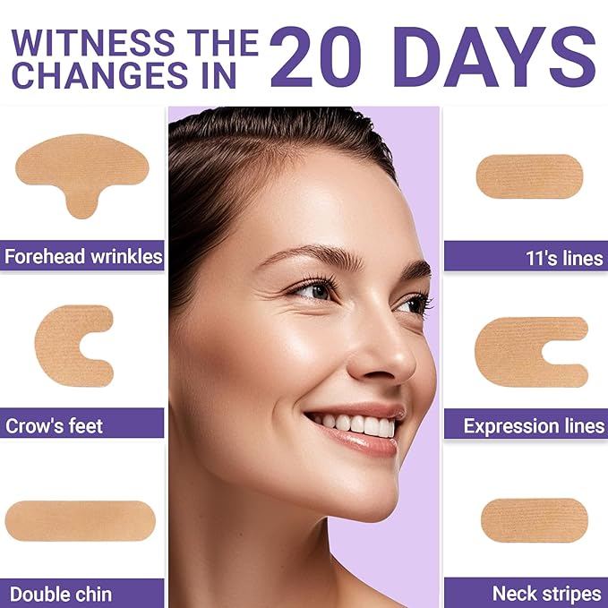 Anti Wrinkle Patches，SFUCHIN 160Pcs Hypoallergenic Strong Adhesion Facial Lifting Tape & Wrinkle Smoothing, Double Chin Reducer | Smile Line | Forehead | V line | Lip, Face Tape for Wrinkles Overnight