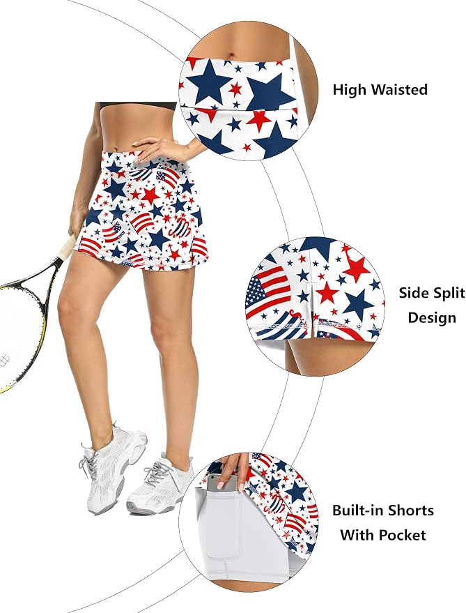 LouKeith Tennis Skirts for Women Golf Athletic Activewear Skorts Mini Summer Workout Running Shorts with Pockets