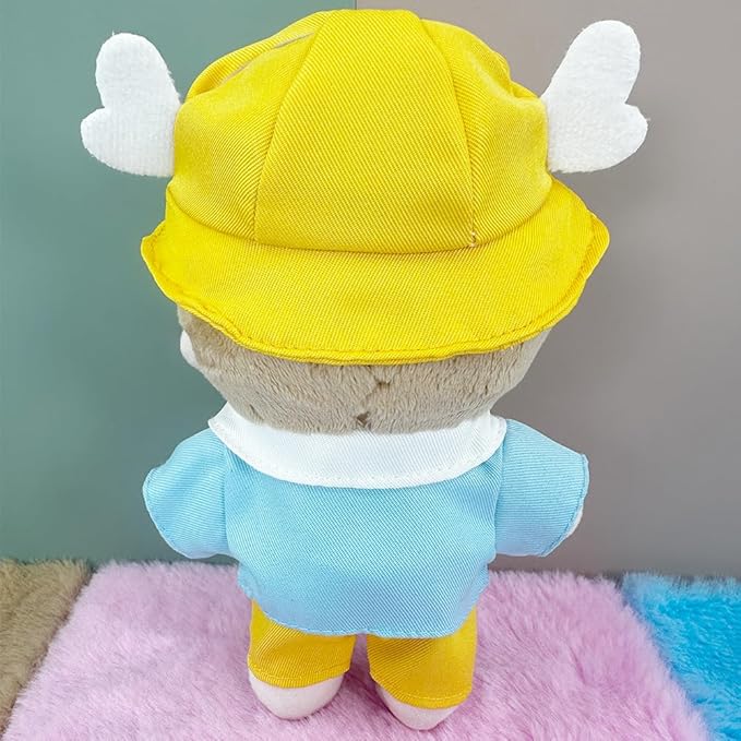 niannyyhouse 15cm-17cm Doll Clothes Duck Rabbit Hat Coat Pants Stuffed Toy Dressup (Blue)