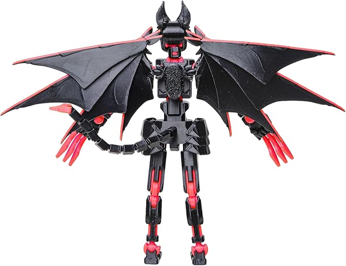 (Assembly Completed Dummy 20 Action Figure, 8.1 inches, Strong Magnetic Accessories, 10 in 1, 3D Printed Robot Multi-Jointed Movable，Oni Warrior Series (red)