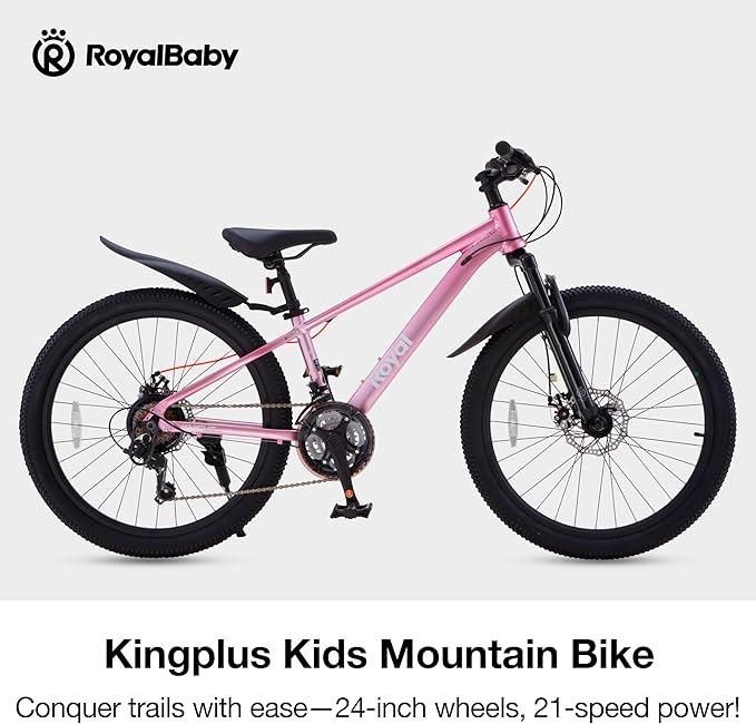 RoyalBaby Kids Mountain Bike for Boys and Girls, Ultra-Light Aluminum 20-26 Inch Wheel Bicycle for 6-14 Years Old Children, 7/21-Speeds Drivetrain