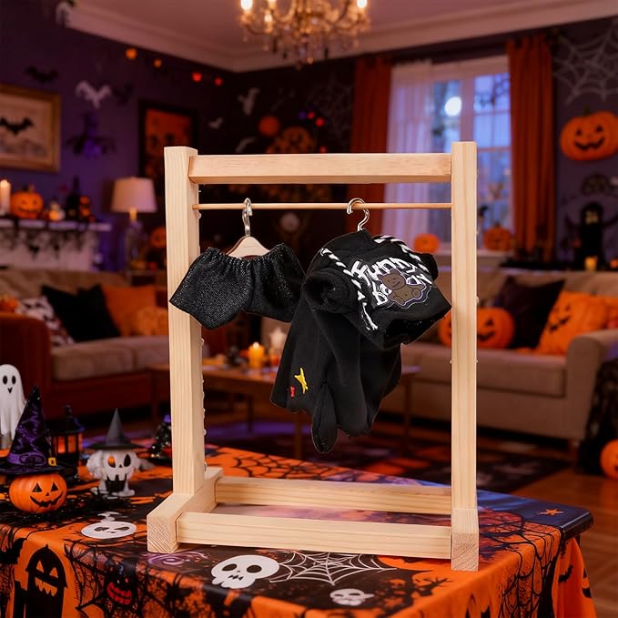 17cm Halloween Doll Clothes Outfits-Set,Cool Casual Style Desinger Doll Clothing Accessories for 17cm Boy Dolls-Black Hoodies with Scary Hat+Jeans (No Doll)