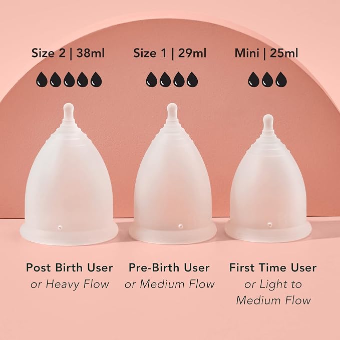 Rael Period Cups, Soft Reusable Menstrual Cup for Women, Medical-Grade Silicone, Light Flow, BPA-Free, Made in USA, Tampon and Pad Alternative (Size 2)