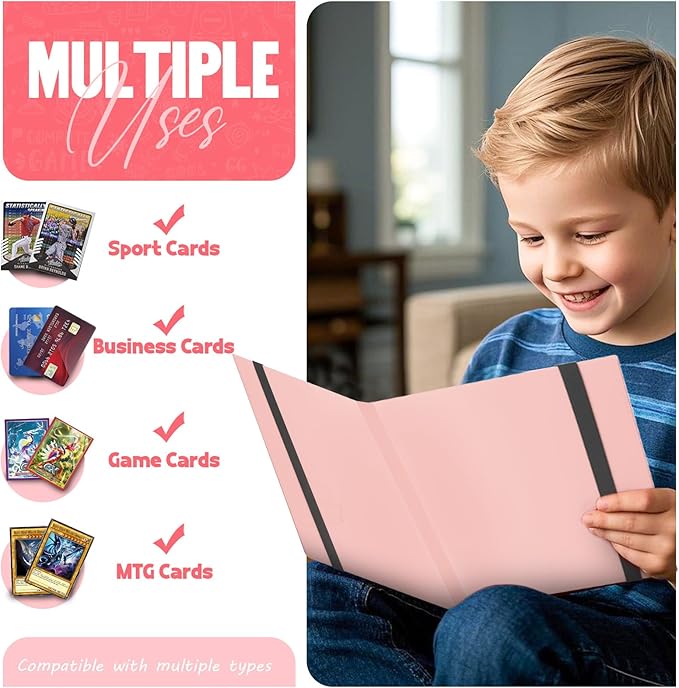 Card Binder 9-Pockets, Trading Card Binder, 20 Pages, 360 Card Capacity Collection Binder, Card Folder for MTG, TCG, Game Cards & Sports Cards(Pink)