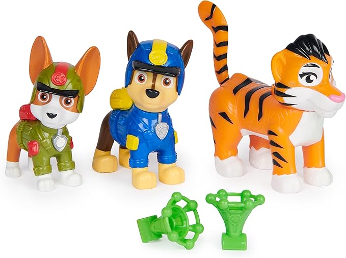 PAW Patrol Jungle Pups, Figurines Articulées Chase, Tracker & Tiger Avec Lance-Projectile, Jouets Pour Les garçons et, Black