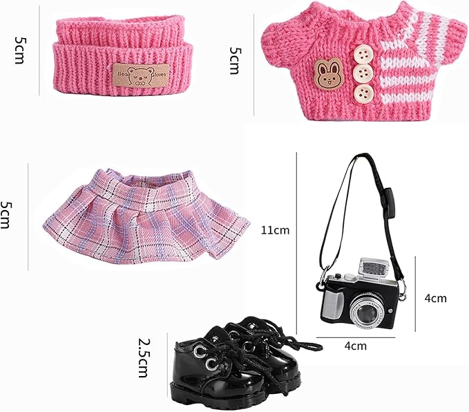 5set 17cm Dolls Clothes Outfit Set - Casual Style Costumes for Doll Figures, Camera Set,Have a seat Clothes - 6.7 Inches Cute Dolls Daily Refill,Gifts for 17cm Doll Lovers (Style-D)