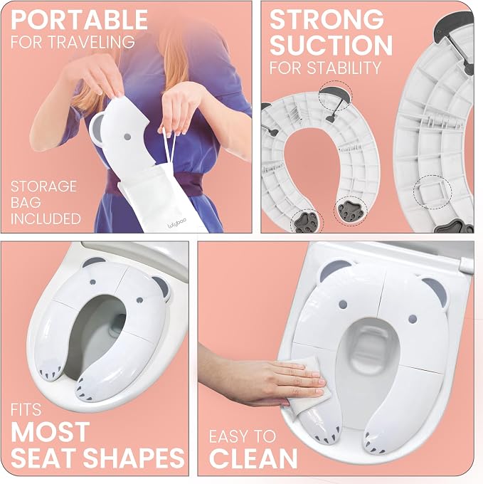 Lulyboo Non-Slip Folding Travel Potty Seat for Toddlers & Kids - Compact, Safe, Easy to Clean, Fits Most Toilets, Comfortable Design, Includes Carry Bag, Ideal for Potty Training & On-the-Go Parents