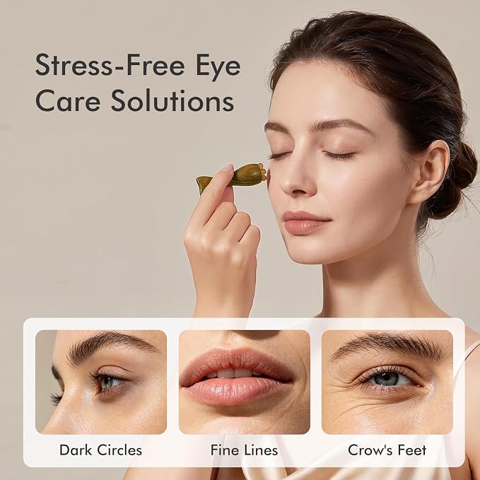 CHOSIN Gua Sha Facial Tools & Eye Roller for Puffy Eyes, 2 in 1 Natural Face Massager Lymphatic Drainage Tool