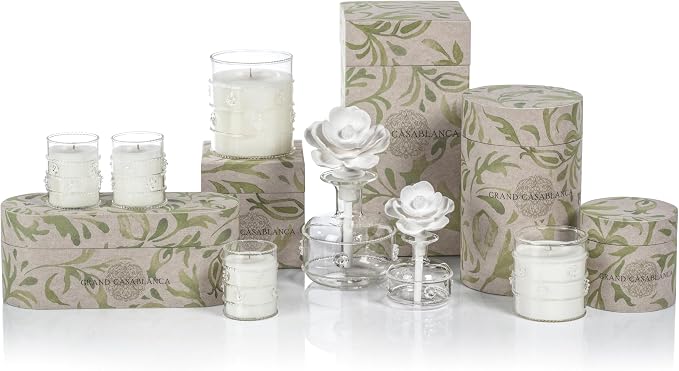 Zodax Grand Casablanca Glass Jar Scented Candle for Home Decor - Single-Wick Candle Ideal for Kitchen and Bathroom - Makes a Great Gift for Women and Men - Apricot Bloom - 12 Oz.