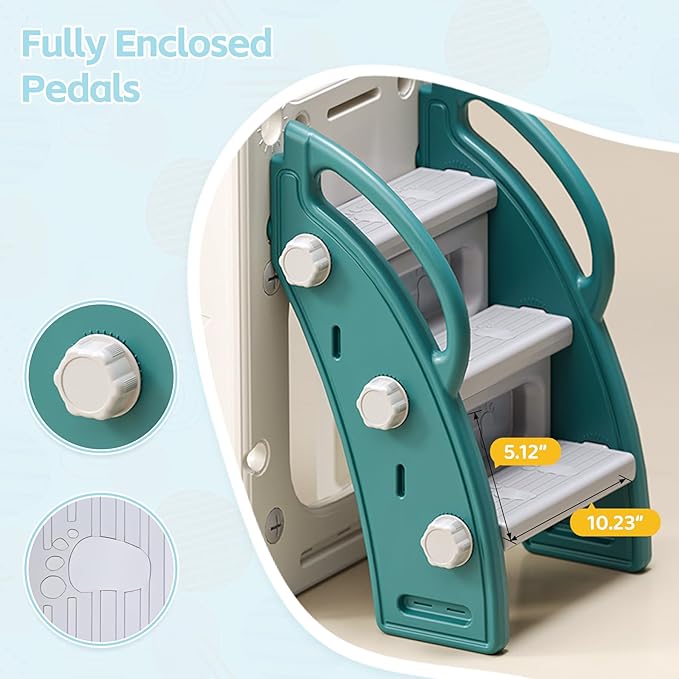 Toddler Slide and Swing Set for 1-3, 9 in 1 Kids Indoor Outdoor Playset, Baby Playground with Basketball Hoop, Telescope