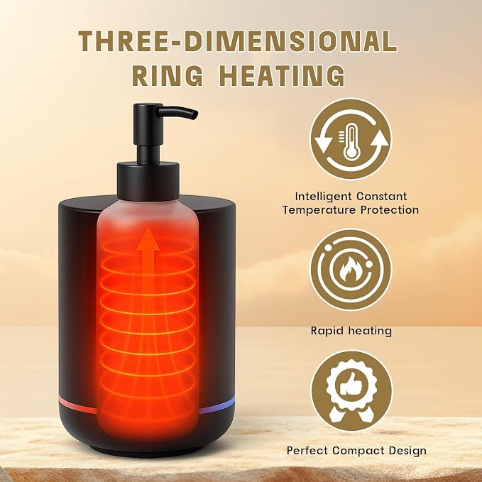 CHARMKEY Massage Oil Warmer Black, 2 Oil Bottle Dispensers & 2 Silicone Funnels, Digital Heater for SPA, Oil Lotion Cream for Salon, Barber Shops, Home, Automatic Lotion Warmer