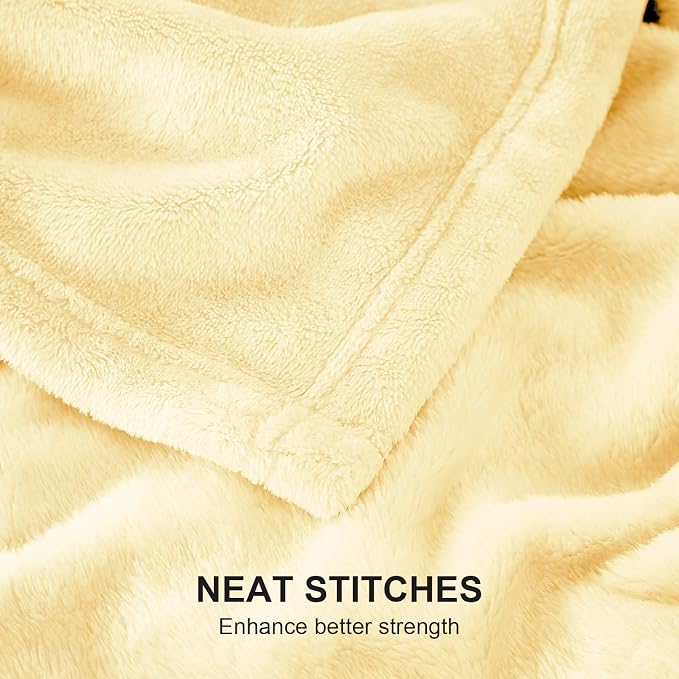 Hansleep Full Bright Yellow Fleece Blanket, Soft Flannel Bed Blanket | Fuzzy Cozy Blanket 84x90 Inches, Multi-use for Bed, Sofa, Couch, Travel, Camping, All Season Warm Lightweight Cover