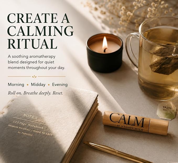 Soulistic Root Calm Essential Oil Roller, Calm Essential Oil Roll On Blend, 10ml Glass Roller- Stress Relief, Essential Oil Blends, Aromatherapy Self Care Products for Women