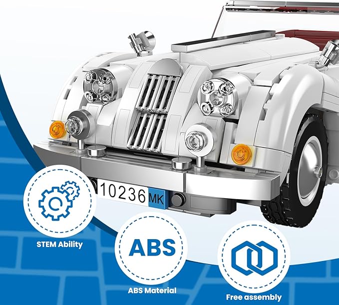 Mould King 10236 Vintage Roadster Building Set, Collectible Adult Convertible Sports Car Model, 1302 Pieces Desk Decor Display Vehicle Kit for Men and Hobbyists Ages 14+ ﻿