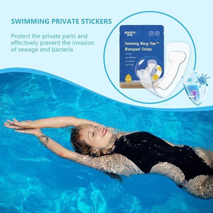 Waterproof Pads for Swimming | Swimming Private Stickers for Women | Skin-Friendly Private Area Protection | Dirt Prevention for Swimming & Daily Activities | 7-Pack（5.9 * 16.5in）