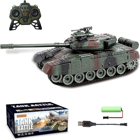 RC Tank 1:28 Scale 9 Channel Remote Control Toy with Realistic Sounds and Lights,Radio Control Military Battle Tanks Gifts for Kids and Adults
