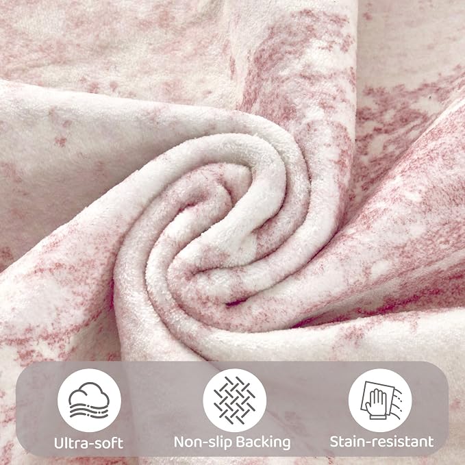 UERMEI 10x12 Area Rug Living Room Rugs - Washable Neutral Modern Abstract Soft Thin Large Rug Indoor Floor No Slip Rug Carpet for Bedroom Under Dining Table Home Office Decor - Pink