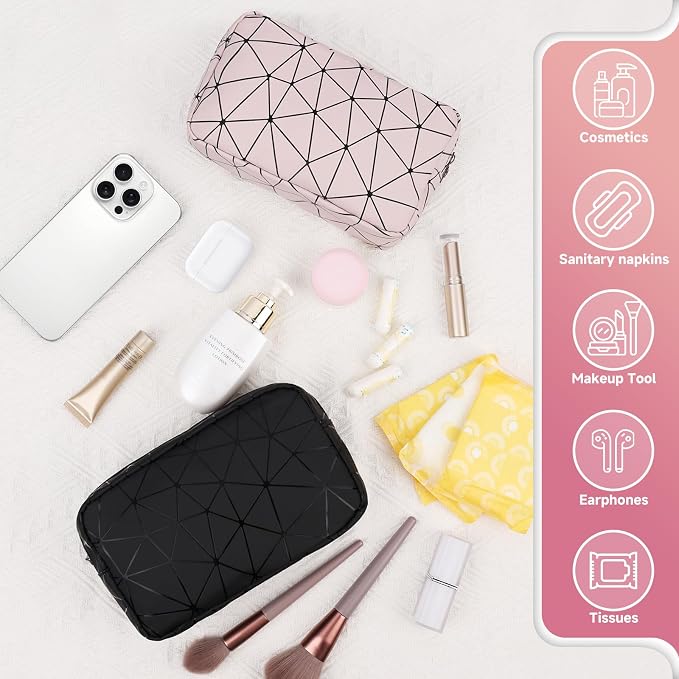 PU Leather Sanitary Napkin Storage Bag Tampon Bag for Purse Travel Small Make Up Bag Cosmetic Bag Menstrual Cup Pad Pouch First Period Kit Bag for Women Ladies Black