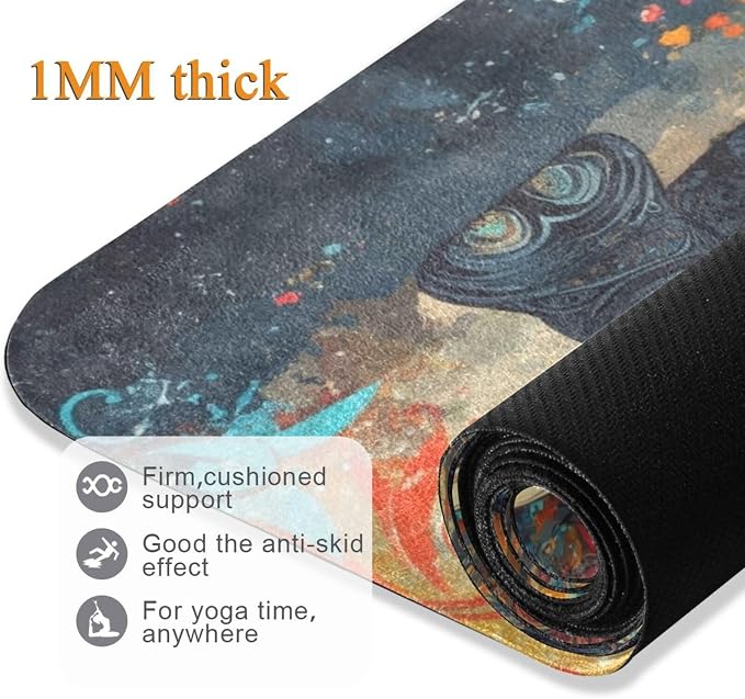 Skull Yoga Mat for Women Men 71" x 26" Non Slip Exercise & Fitness Mat 1mm Thick Workout Mat for Yoga, Pilates, Come with Storage Bag